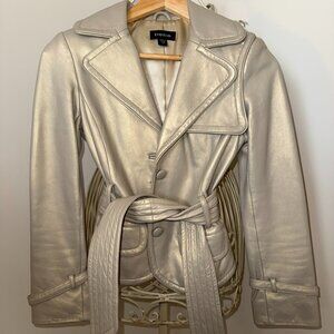 Bebe Vintage Champagne Gold Leather Jacket XS